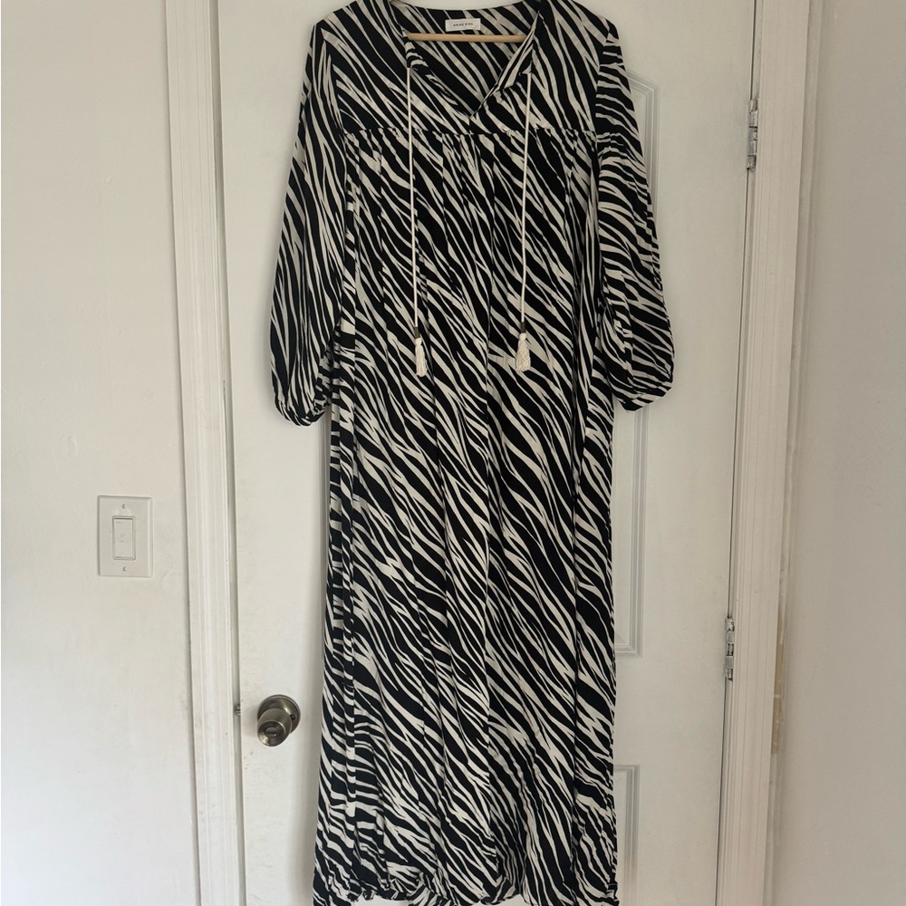 ANINE BING Zebra Print Long Sleeve Dress